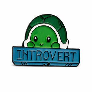 Introvert Turtle Enamel Pin, Anti-Social Positivity Brooch, Cute Metal Badge